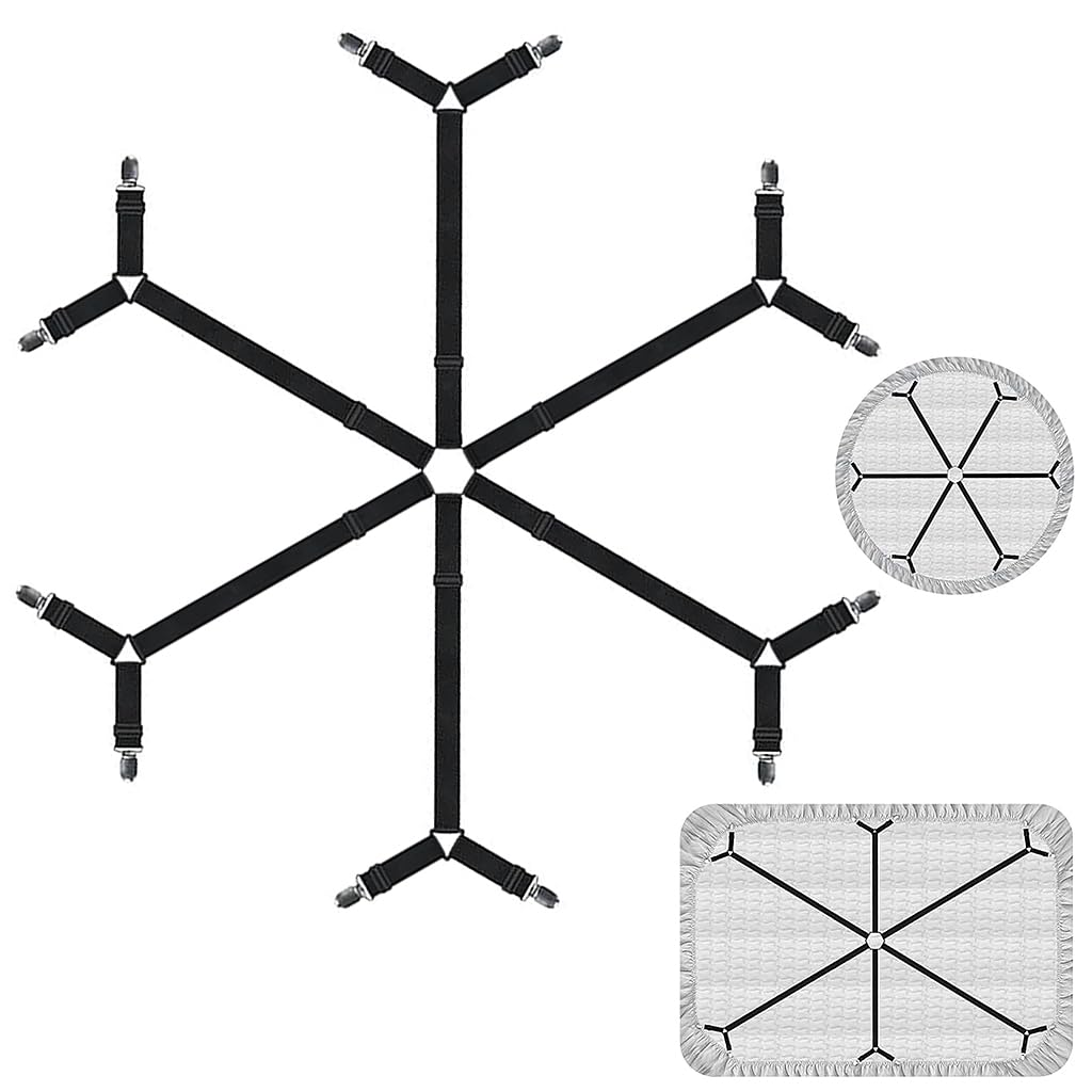 HASTHIP Bedsheet Clips for Bed, Adjustable Elastic Bed Sheet Holder Straps for Full, Queen, King Twin Bed, 6 Way Cross Sheet Clips Suspenders Band, Fitted Round and Square Mattresses (Black) HASTHIP Bedsheet Clips for Bed, Adjustable Elastic Bed Sheet Holder Straps for Full, Queen, King Twin Bed, 6 Way Cross Sheet Clips Suspenders Band, Fitted Round and Square Mattresses (Black)